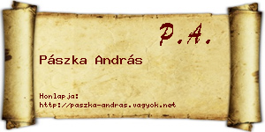 Pászka András névjegykártya